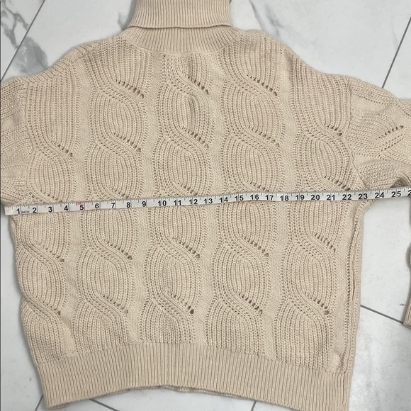 Evolution by Cyrus Cable Knit Cream Turtleneck Long Sleeve Sweater Sz M - Picture 7 of 11